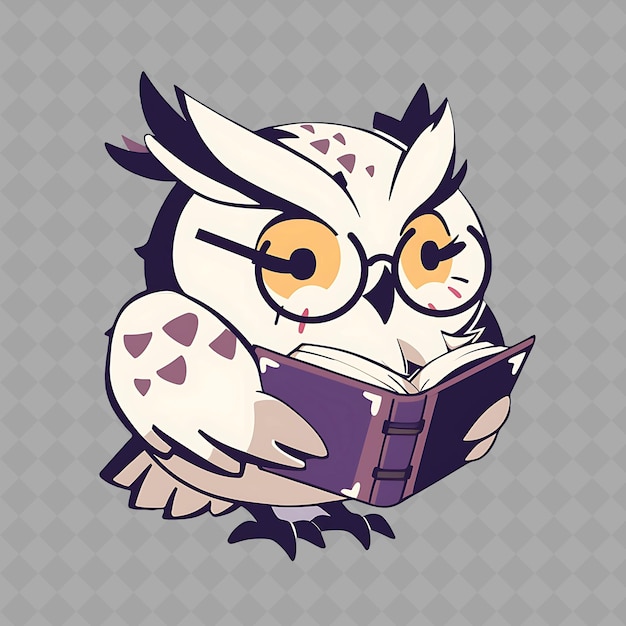 PSD un hibou de dessin animé lisant un livre avec un livre intitulé hibou