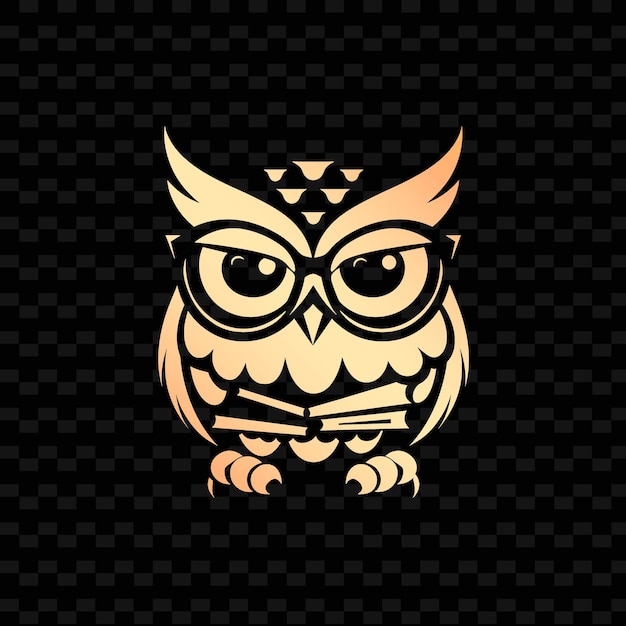 PSD un hibou de dessin animé avec des lunettes sur un fond noir