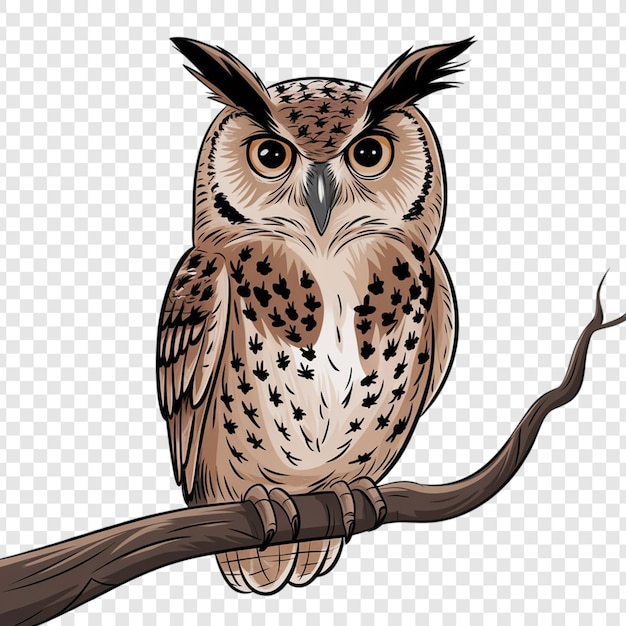 Un hibou isolé sur un fond blanc