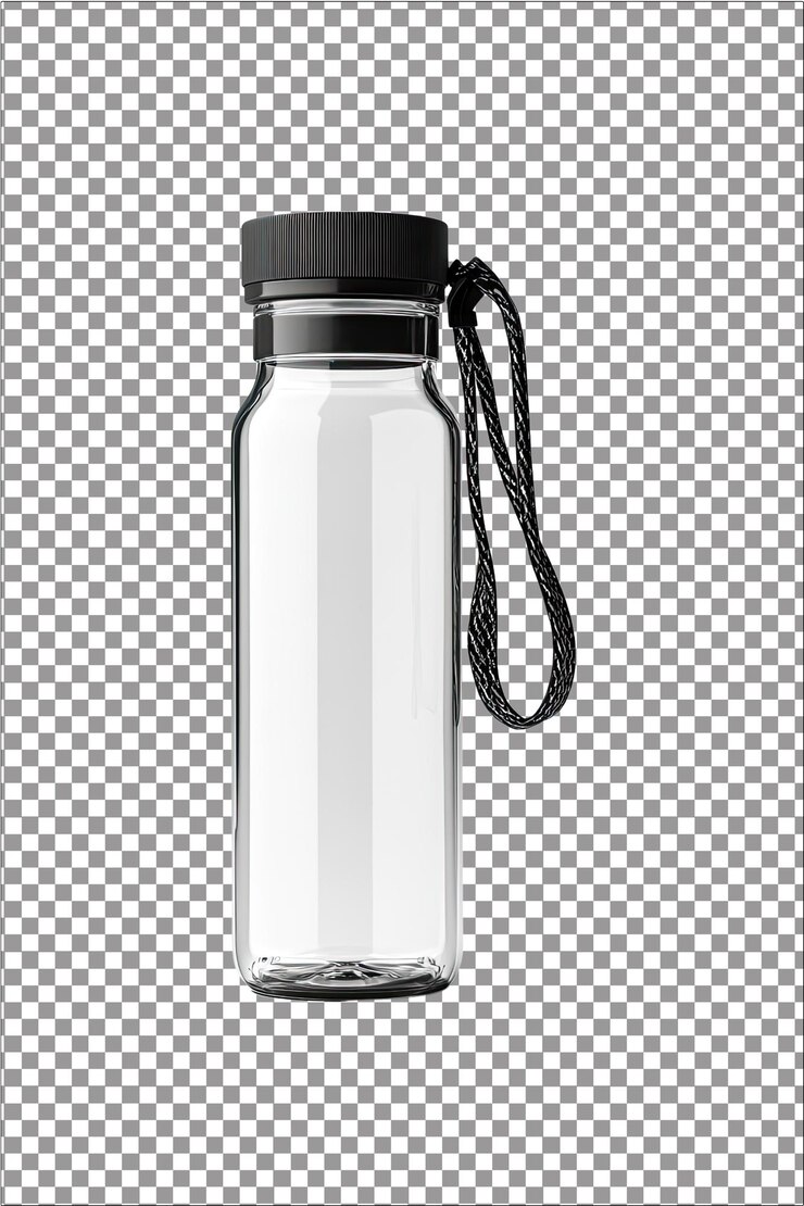 La hidratación de la botella de agua es esencial para los corredores en movimiento Hiperrealista Llanura blanca aislada Transpa