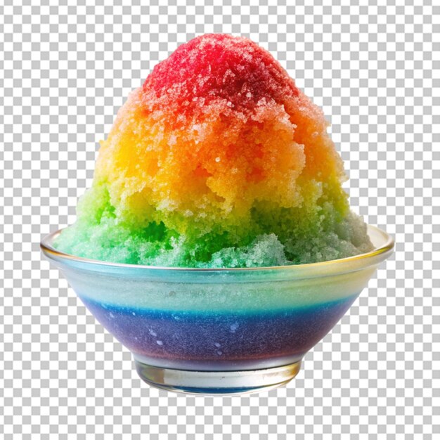 PSD el hielo afeitado en capas con colores vibrantes del arco iris