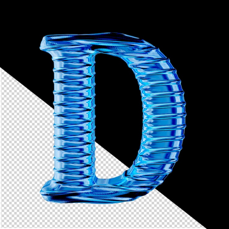 PSD el hielo azul ondulado es un símbolo 3d. la letra d