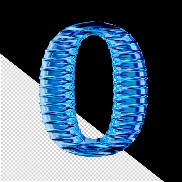 El hielo azul ondulado es un símbolo 3D. Número 0