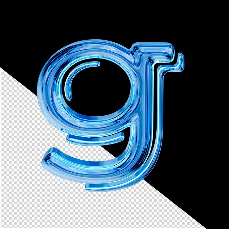 PSD hielo azul símbolo 3d letra g