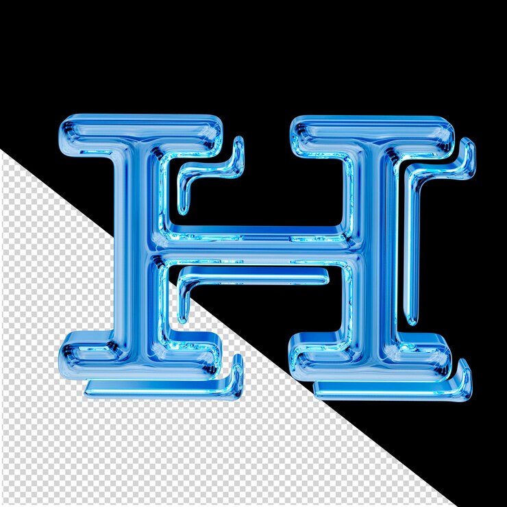PSD hielo azul símbolo 3d letra h