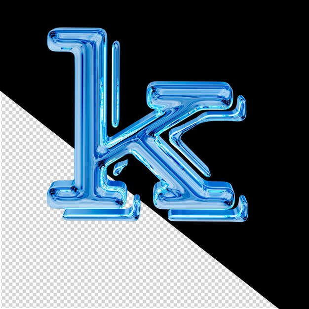 Hielo azul símbolo 3d letra k