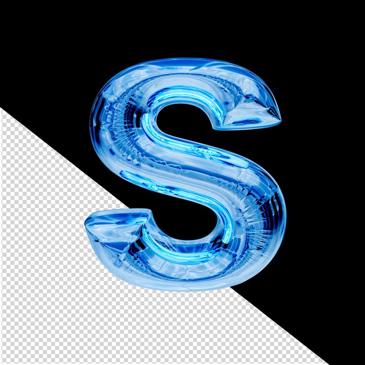 PSD hielo azul símbolo 3d letra s