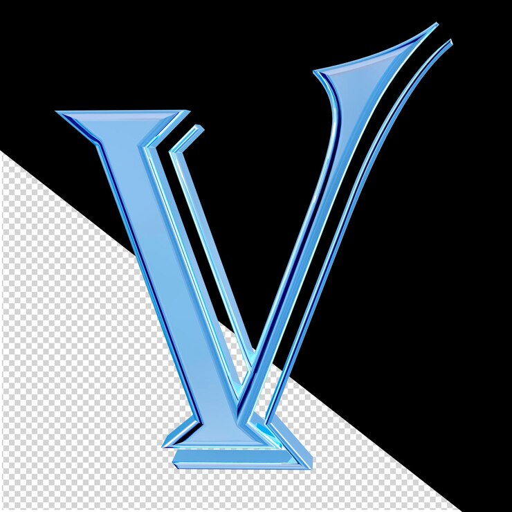 PSD hielo azul símbolo letra v