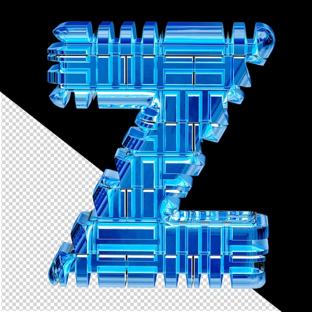 Hielo azul transformado en símbolo 3D letra z