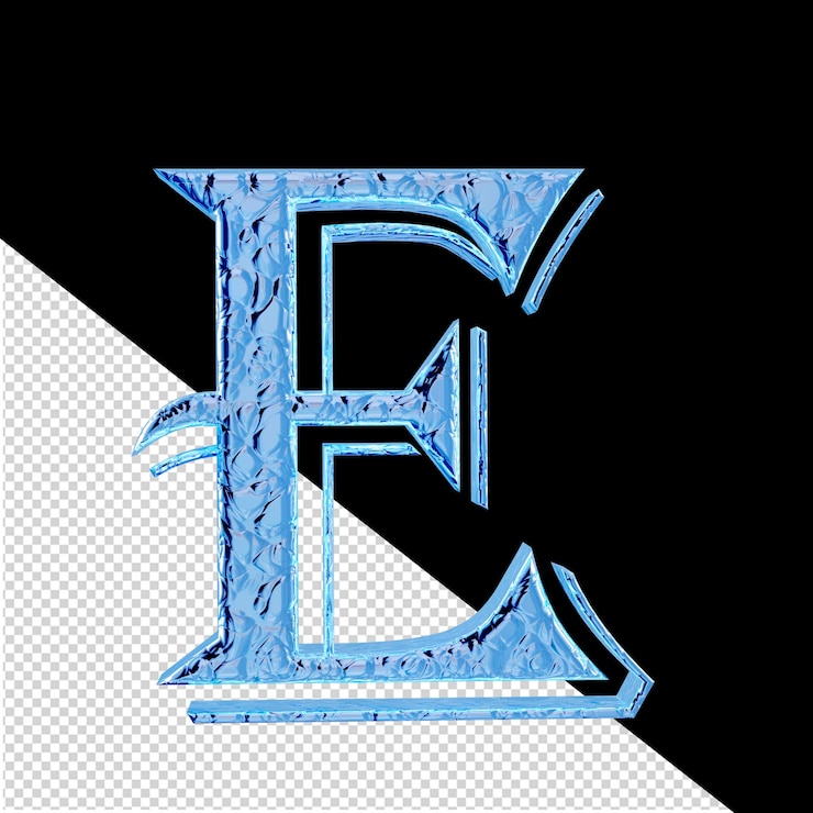 PSD hielo estriado símbolo 3d vista lateral izquierda letra d