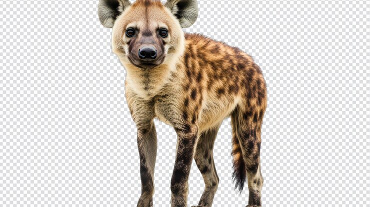 PSD hiena aislada en un fondo transparente perfecta para documentales de naturaleza y publicaciones de vida silvestre