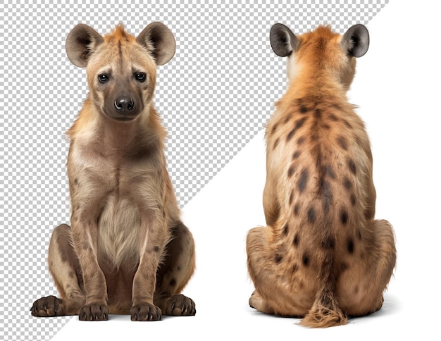 PSD hiena sentada de frente e de trás