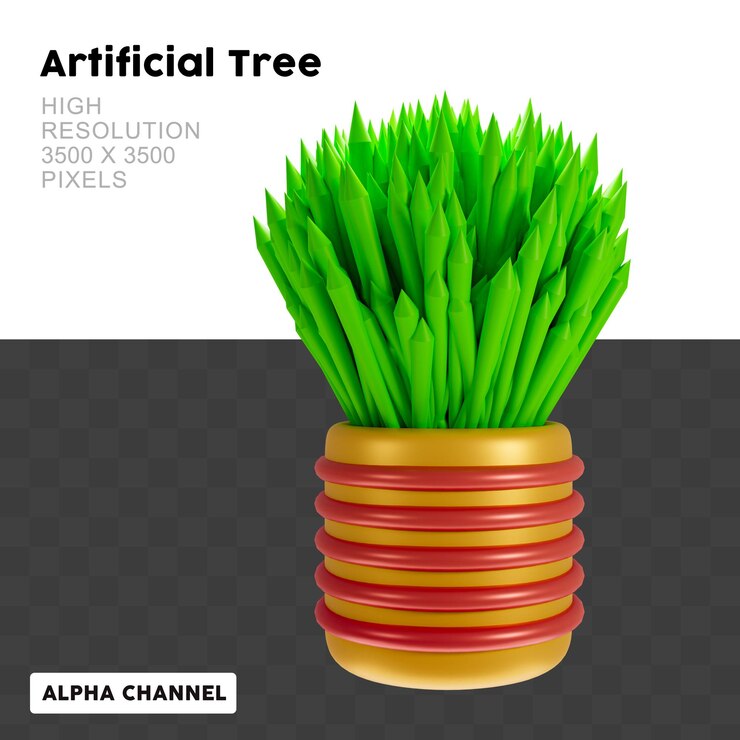 PSD hierba de renderizado 3d en maceta