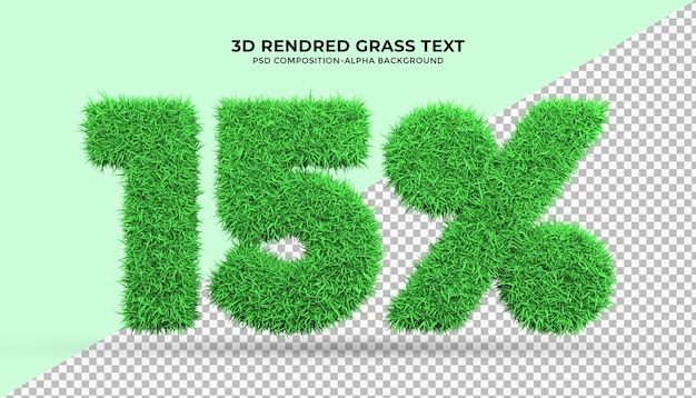 PSD hierba verde de 15 palabras en renderizado 3d