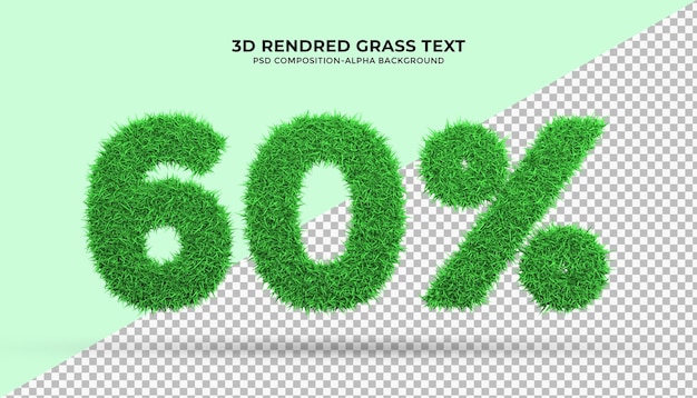 Hierba verde de 60 palabras en renderizado 3d