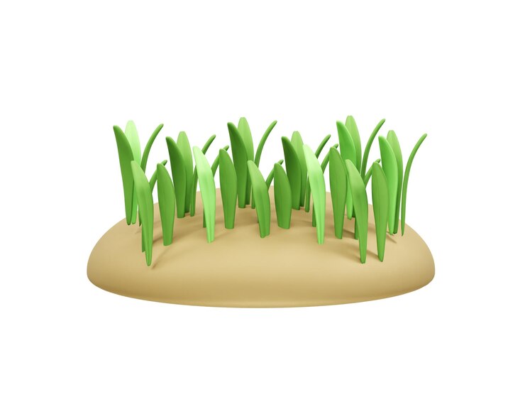PSD la hierba verde exuberante que crece desde el icono del suelo 3d el icono de la hierba 3d ilustración de renderización
