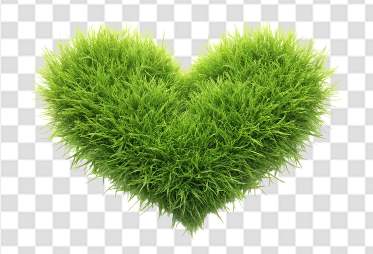 PSD una hierba verde en forma de corazón en un fondo transparente