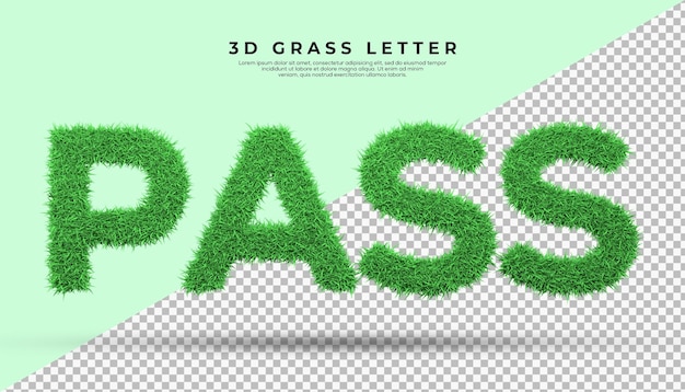 Hierba verde de pass word en renderizado 3d