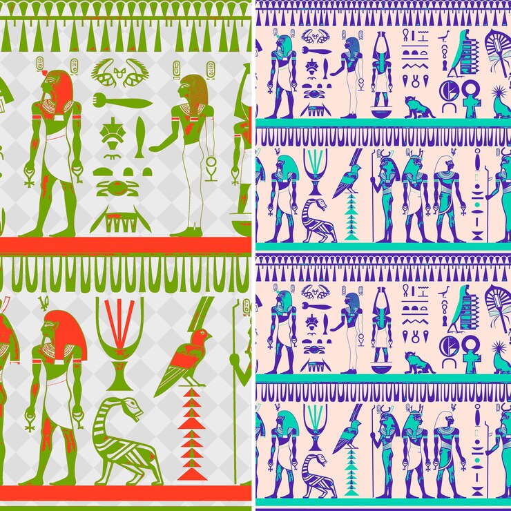PSD hieróglifos egípcios com figuras humanas animais e símbolos png desenhos abstratos tradicionais