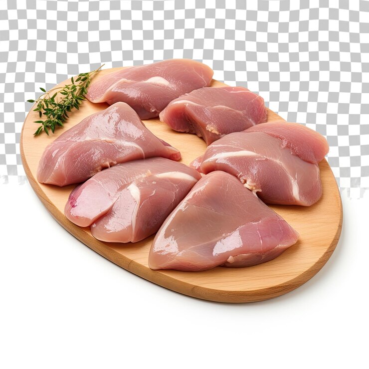 PSD hígado de conejo crudo como ingrediente para cocinar aislado sobre un fondo transparente