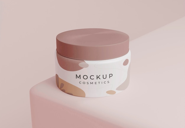 High angle cream container on table
