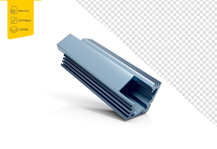 PSD high quality grey aluminum profile for doors and windows making concept 3d illustration