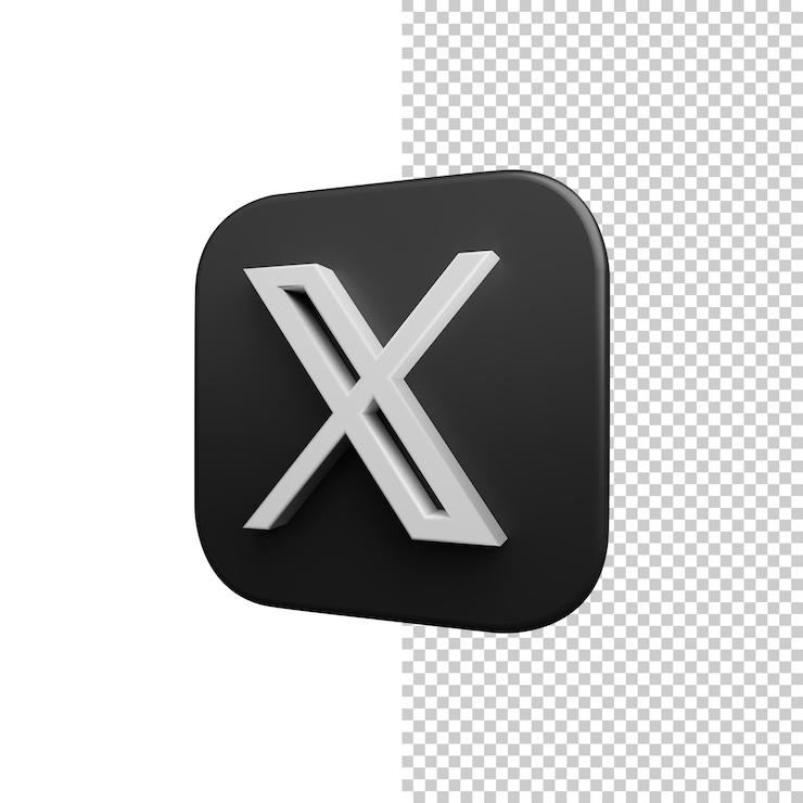 PSD high resolution 3d rendered x e ícones do twitter em fundo transparente