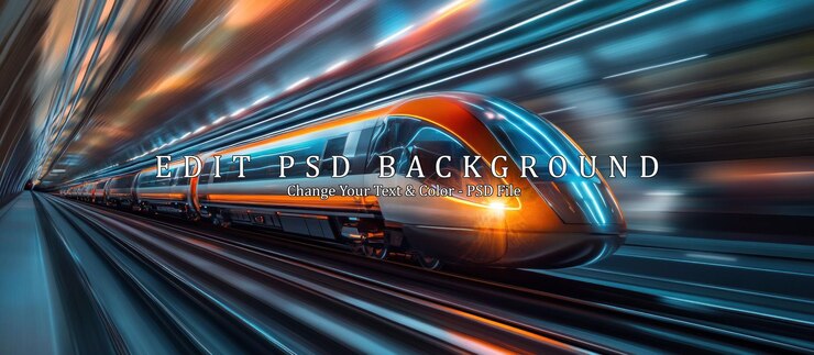 PSD high speed train zooming through tunnel