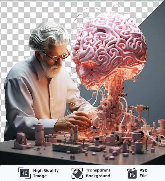 Highquality transparent psd 3d neurowissenschaftler forschen das gehirn