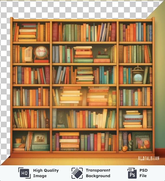 PSD highquality transparent psd fotográfica realista librarian_s estante de livros