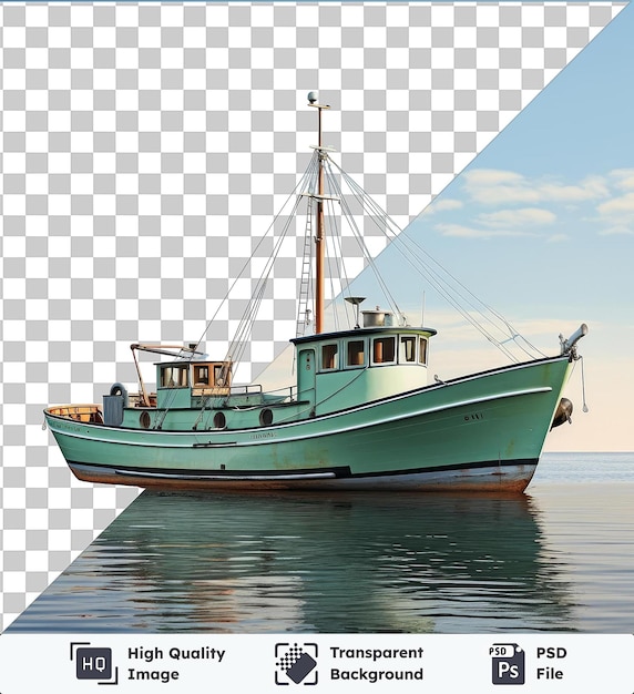 PSD highquality transparent psd fotográfico realista barco de pesca de um pescador