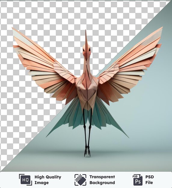 PSD highquality transparent psd realistischer fotografischer origami-künstler-papierkran