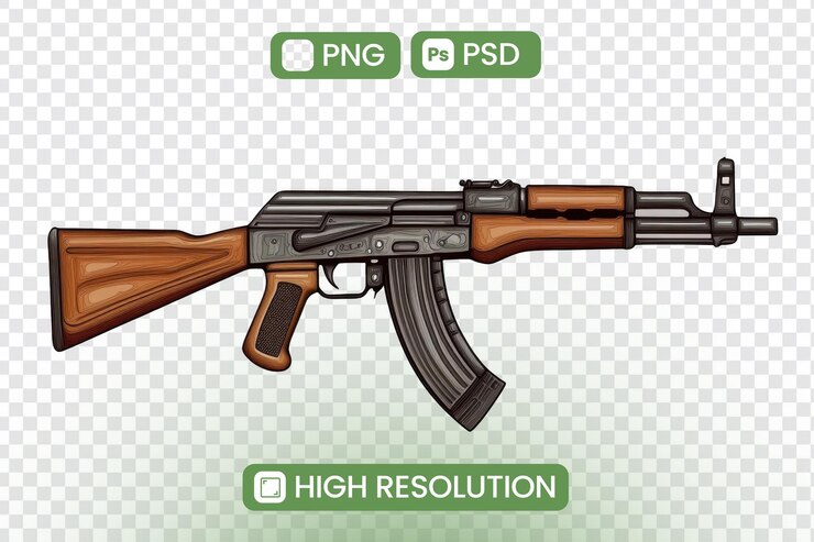 PSD highresolution ak47 assault rifle graphic png y psd descargas para proyectos de diseño perfecto para videojuegos ilustraciones militares o obras de arte conceptuales descargar ahora