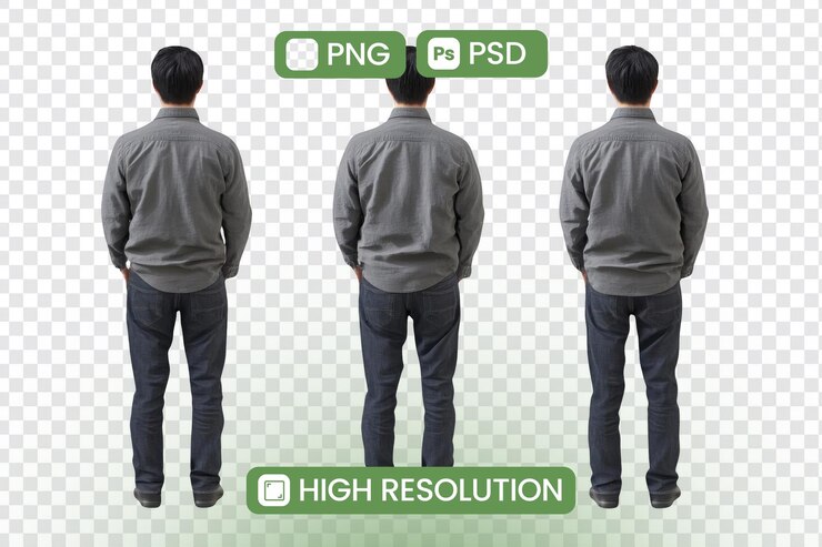 PSD highresolution png e psd imagens de um homem por trás de três vistas para projetos de design e arte digital ideal para fundos e recursos gráficos um recurso versátil para várias aplicações