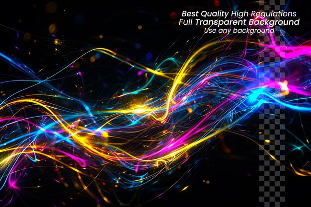 PSD highspeed neon motion abstract futuristic background on transparent canvas