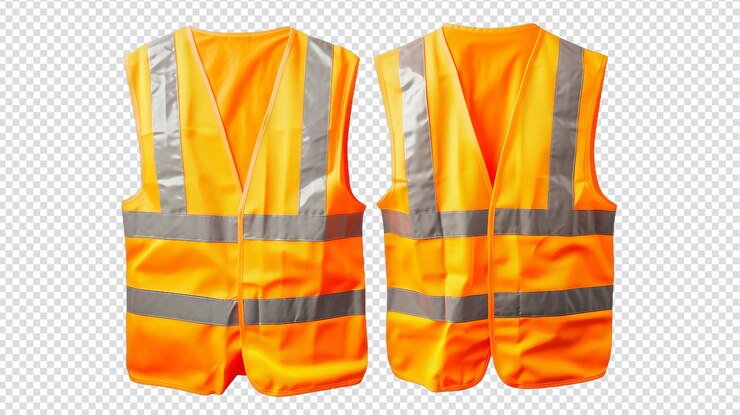 PSD highvisibility reflective vests isolated on white background for safety awareness