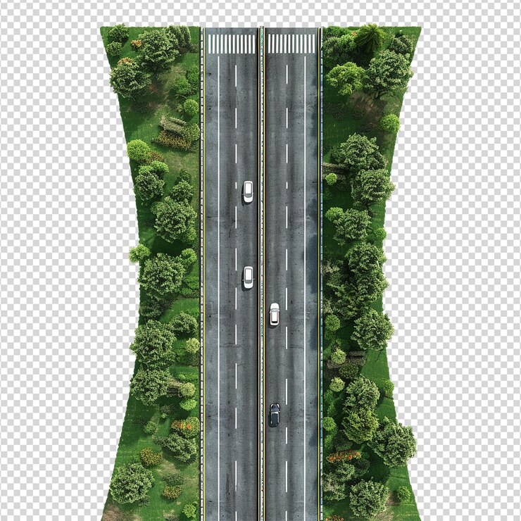 PSD highway road isolated on transparent background png