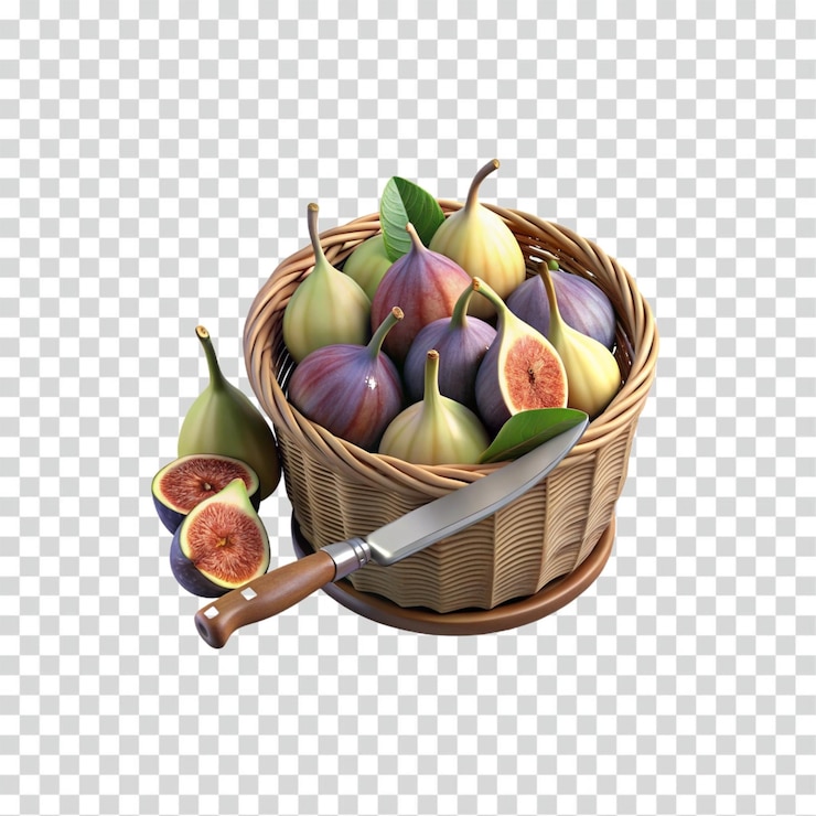 PSD los higos frescos en una canasta son una delicia culinaria