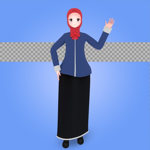 PSD hijab de dibujos animados de personajes 3d