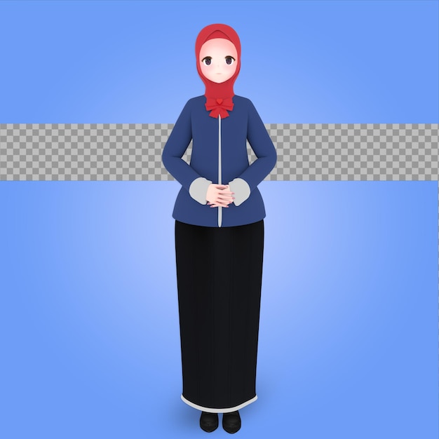 Hijab de dibujos animados de personajes 3d