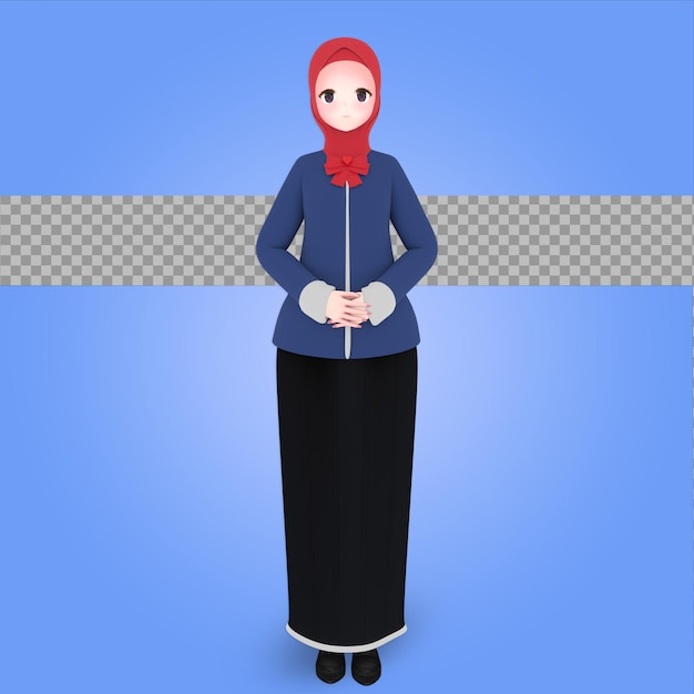 PSD hijab de dibujos animados de personajes 3d