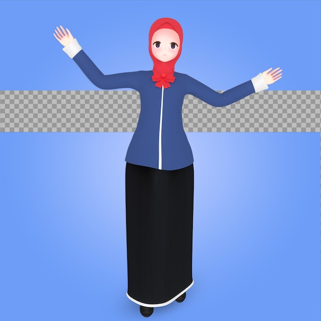 PSD hijab de dibujos animados de personajes 3d