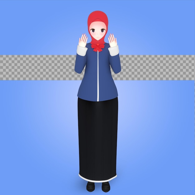 PSD hijab de dibujos animados de personajes 3d