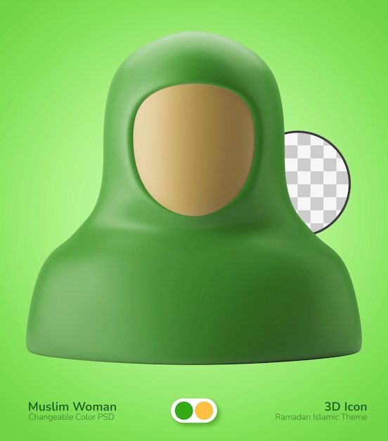 PSD hijab mulher muçulmana avatar cabeça retrato perfil 3d ícone ilustração ramadan islâmico tema