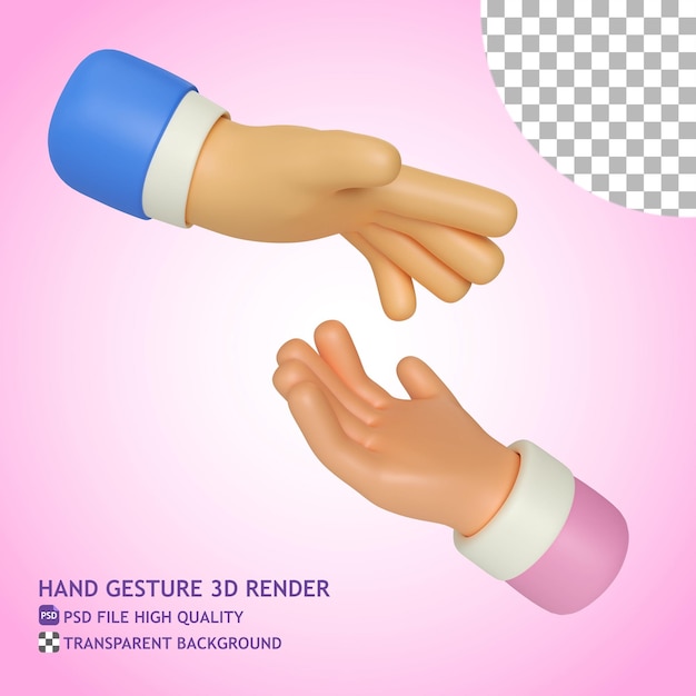 Hilfe handgeste 3d-render-illustration