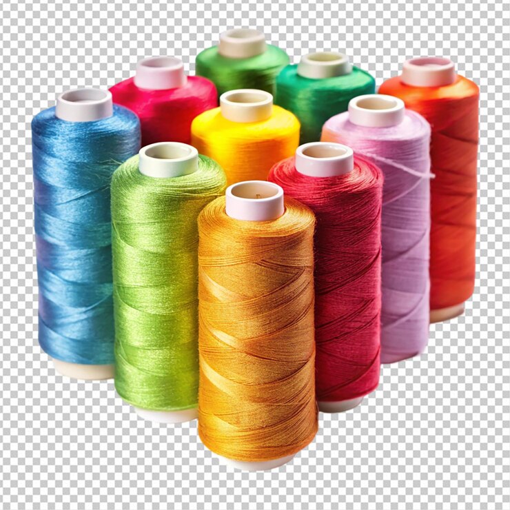 PSD hilo de coser de colores aislado sobre un fondo blanco