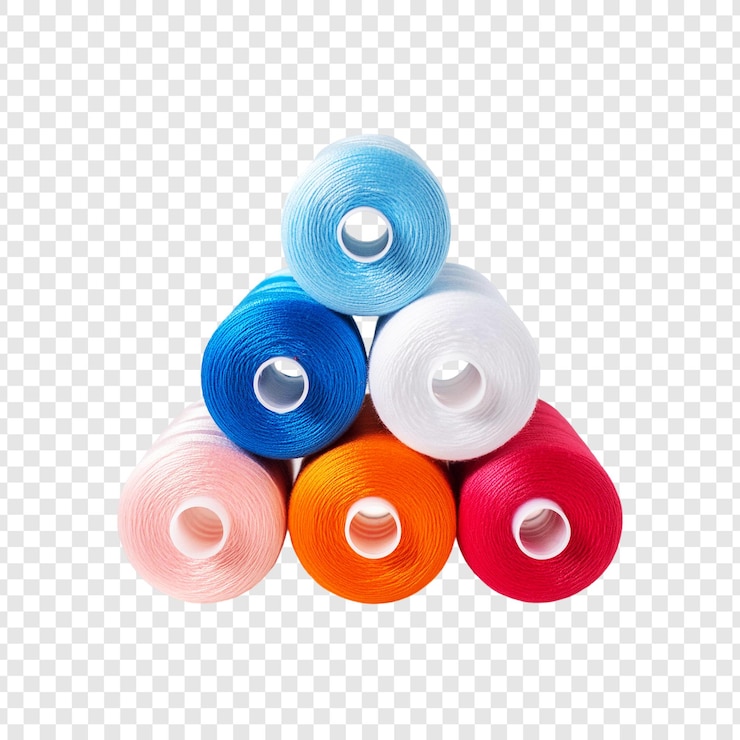 PSD el hilo de coser de colores aislado sobre un fondo transparente