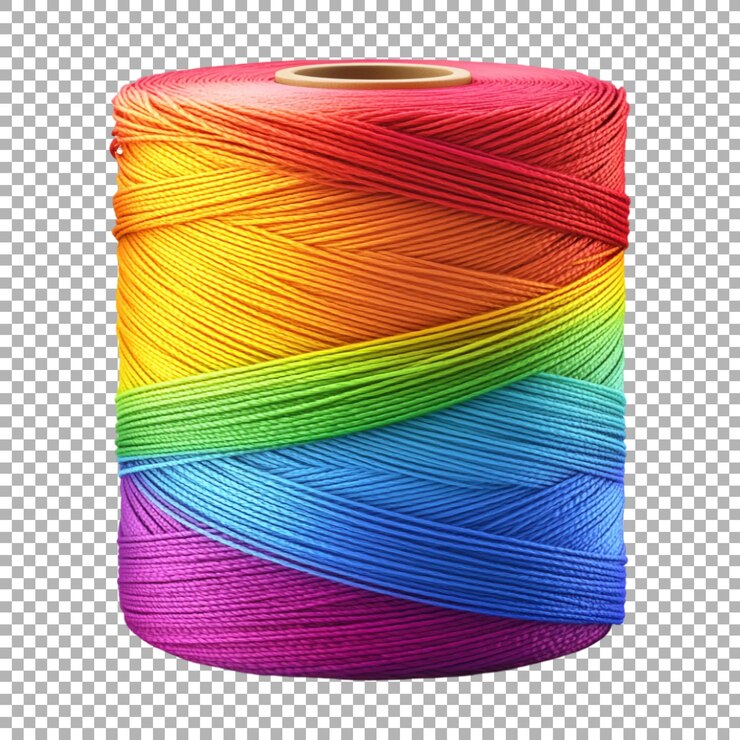 PSD el hilo de coser colorido en un fondo transparente generado por ai