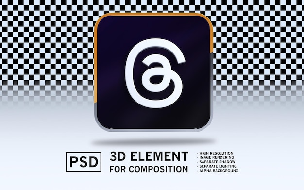 Los hilos PSD del elemento de renderización de logotipo 3D