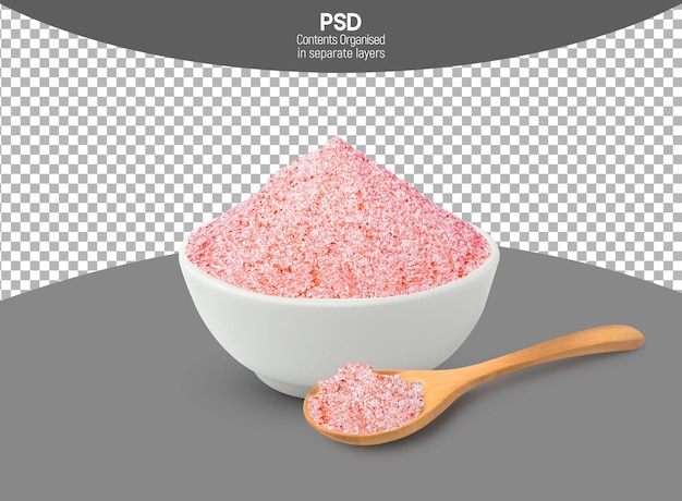 Himalayan Pink Salt With Spoon of Salt isolated on Transparent background